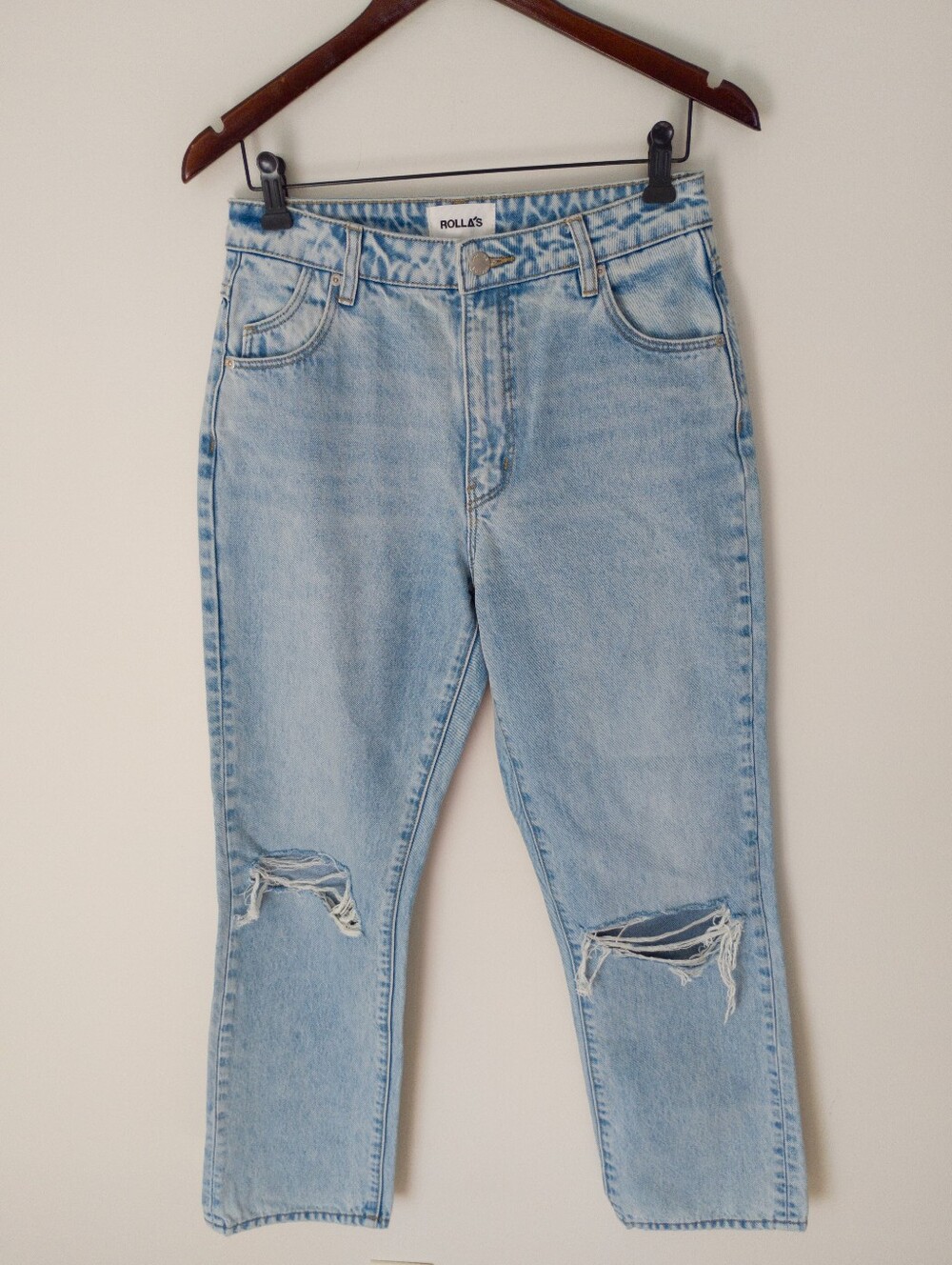 ROLLA'S Original High Rise Straight Jeans Distressed G'day Mate Size 28